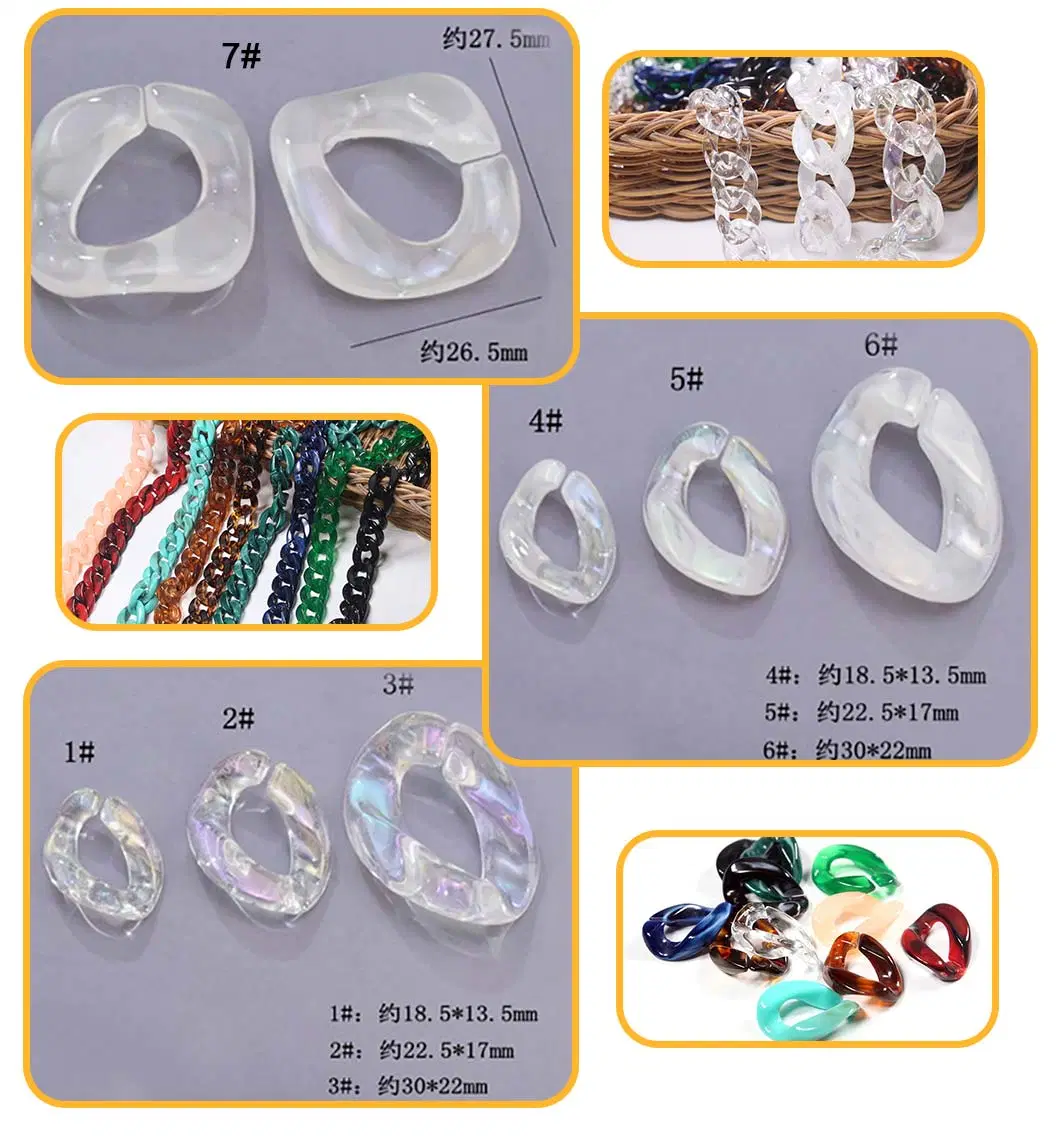 DIY Acrylic Transparent Chain Link Bag Handle Accessories Clear Chunky Leopard Necklace Rainbow Multicolor Tiny Masking Chain