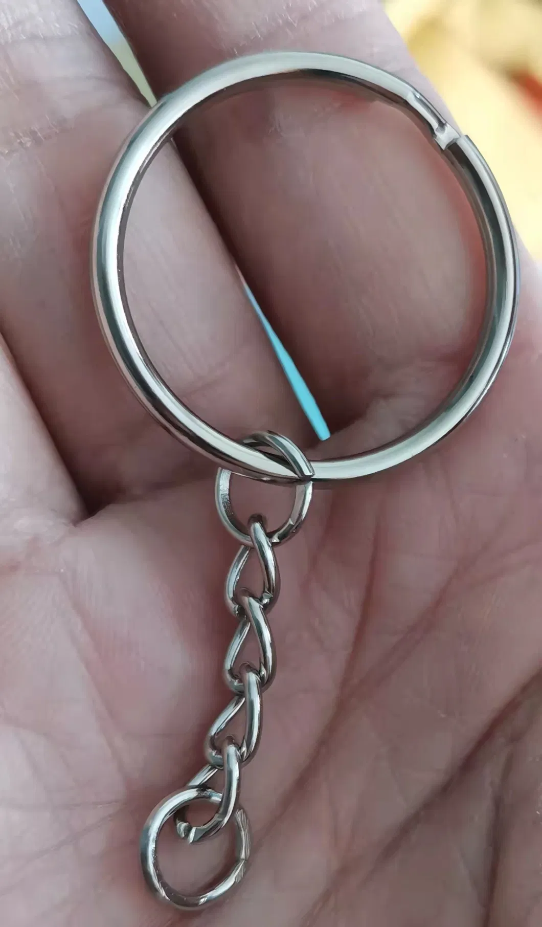 1.5*25mm Split Ring+1.2*4links Chain with a Separate Jump Ring Keyring