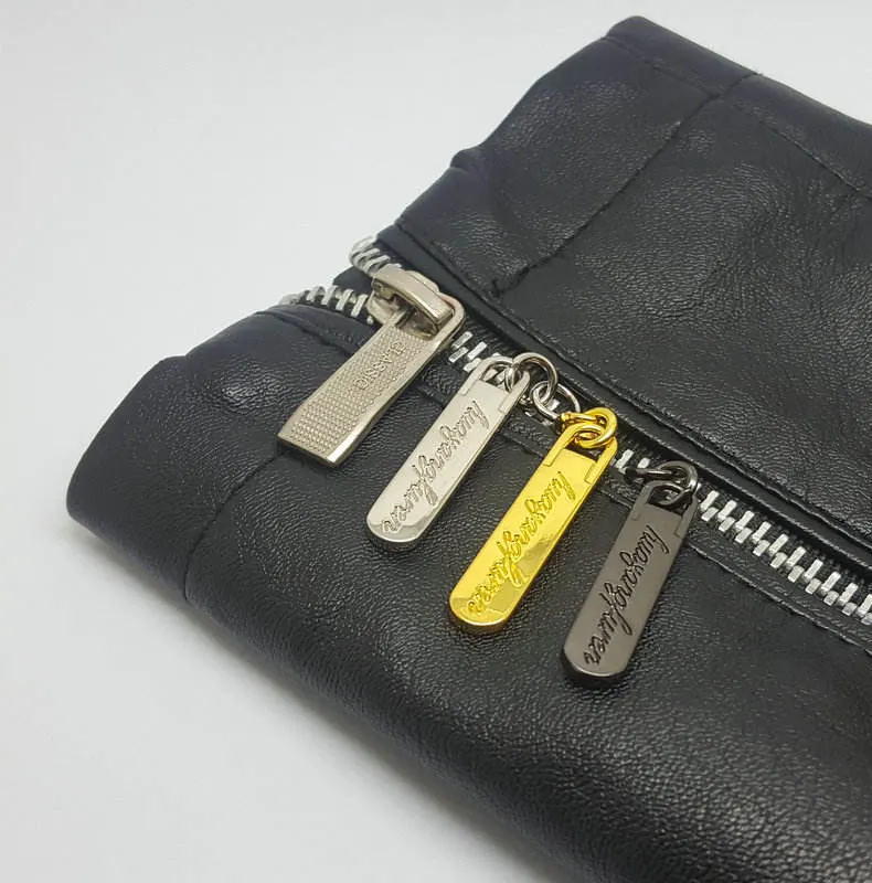 Custom Brushed Antique Logo Zipper Removable Slider Handle for Bags