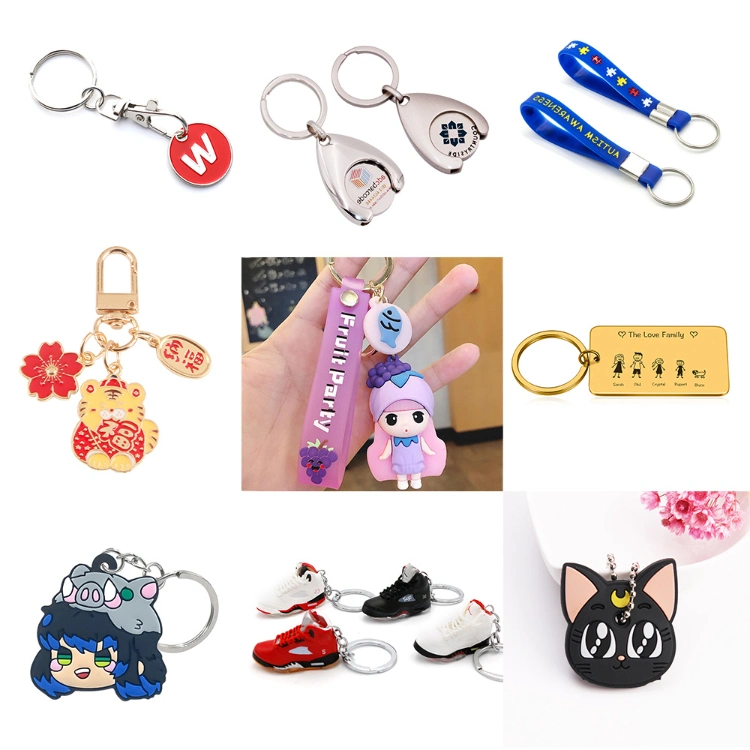 Personalised Sublimation Blank Cute Anime Plant Chain Simons Cat Stainless Steel Enamel Rubber PVC Resin Acrylic Silicone Wooden Metal Leather Custom Keyrings