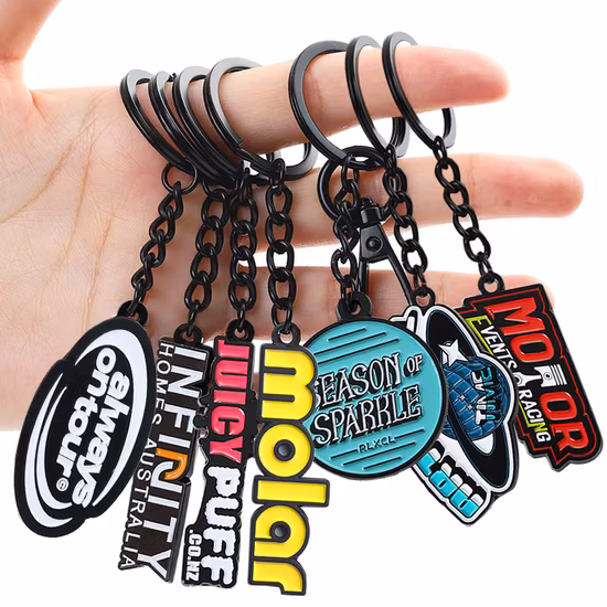 Factory Custom Made Gold Plated Metal Alloy Soft Enamel Keychain Manufacturer Customized Promotional Gift Ornament Bespoke Flower Topic Decoration Keyring